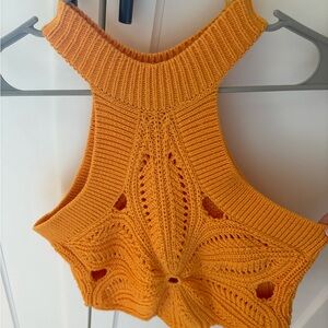 Anthropologie Knit Halter Crop Top - Mustard